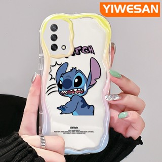 เคสโทรศัพท์มือถือ ซิลิโคน ใส กันกระแทก ลายการ์ตูน Stitch น่ารัก สีครีม สําหรับ OPPO A74 4G A95 4G F19 F19S Reno 6 Lite