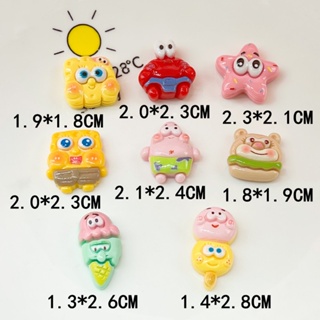 [2 #] Jibbitz Crocs กาวเรซิ่น ทรงสี่เหลี่ยม ลายการ์ตูนสัตว์ SpongeBob SquarePants Pie Big Star Burger Bear DIY อุปกรณ์เสริม สําหรับรองเท้า QP