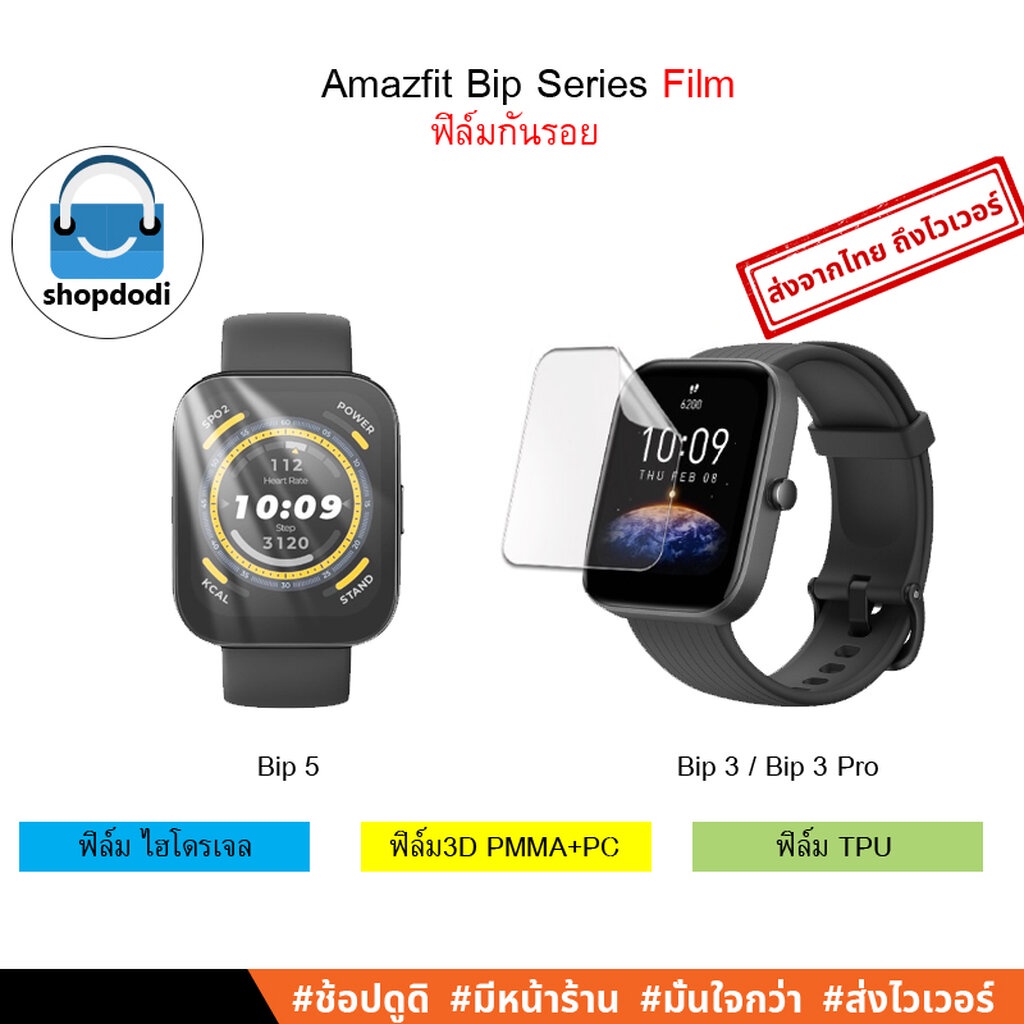 Shopdodi ฟิล์ม สำหรับ Amazfit Bip6 Bip 5 Unity Bip 3 Pro BipU Pro BipS BipLite ฟิล์มกันรอย