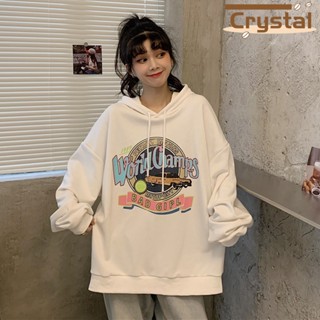 Crystal เสื้อผ้าผู้ญิง แขนยาว เสื้อฮู้ด คลุมหญิง สไตล์เกาหลี แฟชั่น A98J1M7