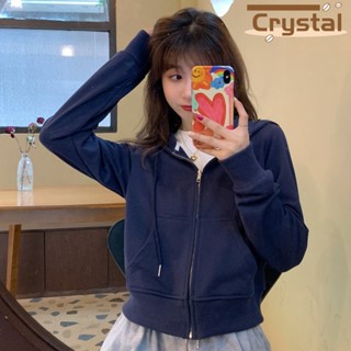 Crystal เสื้อผ้าผู้ญิง แขนยาว เสื้อฮู้ด คลุมหญิง สไตล์เกาหลี แฟชั่น A98J25Z