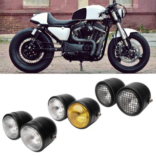 HJ001 Universal Motorcycle 8.5in Iron Front Double Twin Round Headlight Lamp