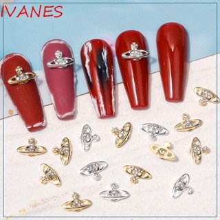 Ivanes อุปกรณ์ตกแต่งเล็บ กลิตเตอร์ ดาวเสาร์ อัลลอย สีทอง สําหรับตกแต่งเล็บ DIY