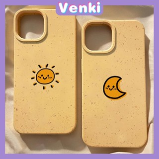 Venki - เข้ากันได้สำหรับ เคสไอโฟน เคสไอโฟน11 เคส iphone 11 เป็นมิตรกับสิ่งแวดล้อมย่อยสลายได้เคสสีเหลืองกันกระแทกป้องกันน่ารัก Little Sun Moon เข้ากันได้กับ iPhone 14 Pro max 13 Pro max 12 Pro Max 11 XR 7Plus 8Plus