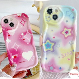 เคสโทรศัพท์มือถือ ขอบโค้ง ลายหัวใจ และดาว แวววาว สําหรับ VIVO V27E V25E V23E V21E V15 V19 S1 Pro Y02S Y27 Y22S Y21S Y20S Y35