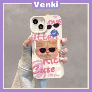 Venki - เข้ากันได้สำหรับ เคสไอโฟน เคสไอโฟน11 เคส iphone 11 เป็นมิตรกับสิ่งแวดล้อมย่อยสลายได้เคสสีขาวกันกระแทกป้องกัน Cool Cat สวมแว่นกันแดดเข้ากันได้กับ iPhone 14 Pro max 13 Pro max 12 Pro Max 11 XR XS 7 8