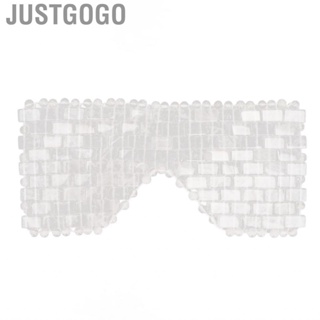 Justgogo White Crystal Eye Cover Exquisite Polished Jade Stone Unique Texture Fatigue Relieving Skin Friendly Easily Adjustable