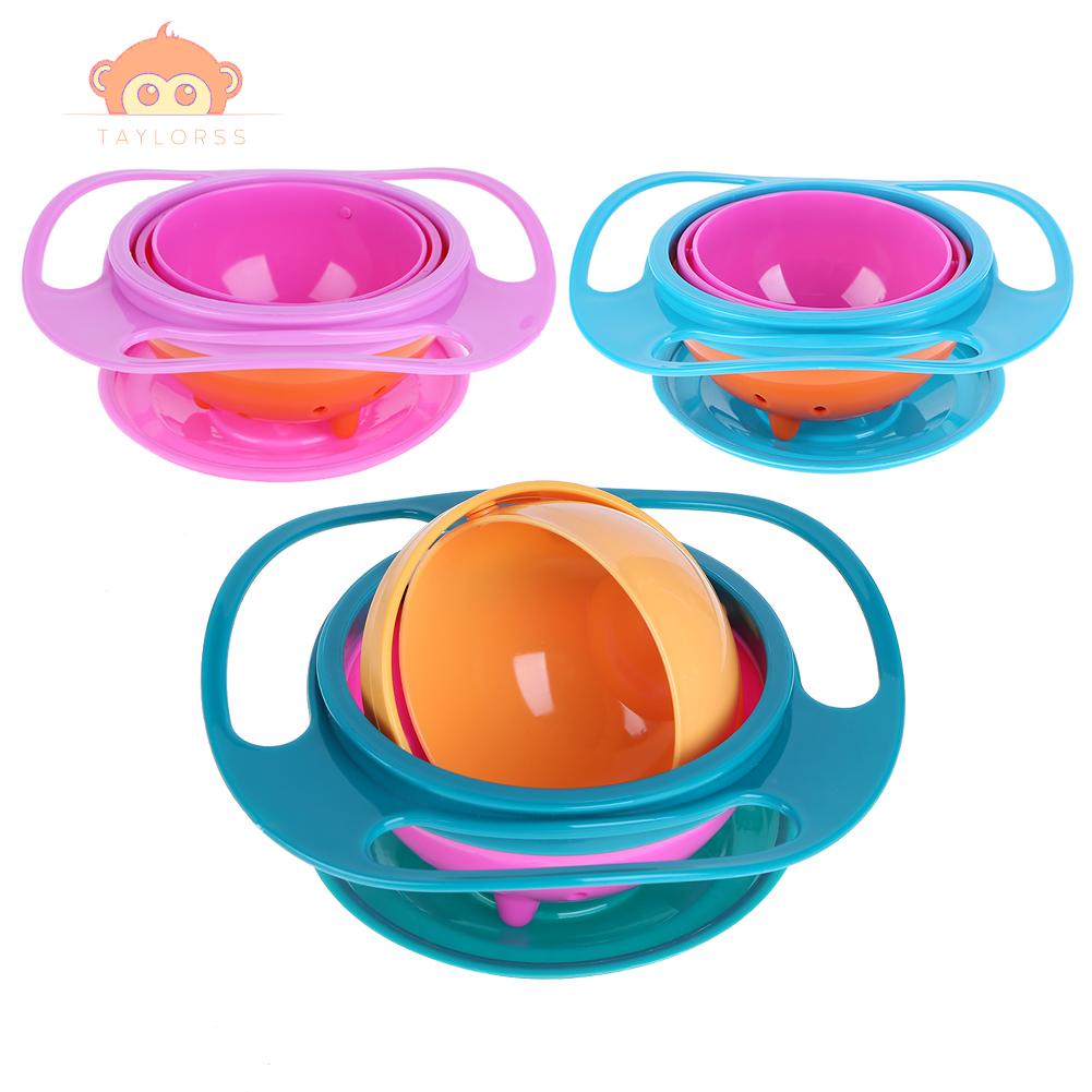 Baby Spill-Proof Balance Gyro Bowl Novelty 360 Rotary Gyro ชามร่มกันหก สําหรับเด็ก [Taylor.th]