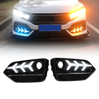 HJ001 ไฟวิ่งกลางวัน LED กันน้ำสำหรับรถยนต์ Honda Civic Hatchback 2017-2021