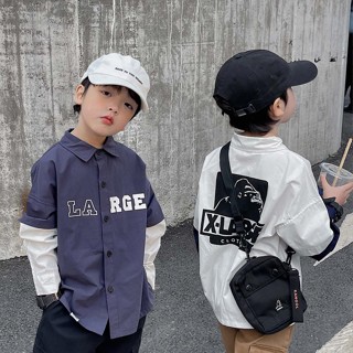 เสื้อเชิ้ตแขนยาวลําลอง สีขาว แฟชั่นทันสมัย สําหรับเด็กผู้ชาย