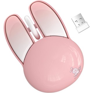 Jomaa Bunny เมาส์ไร้สาย 2.4G สีชมพู พร้อมตัวรับสัญญาณ USB สําหรับ Windows Laptop PC M.c Desktop Gaming