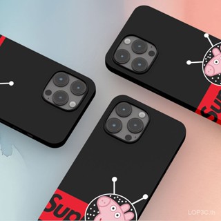 ฟิล์มกันรอยหน้าจอ กันกระแทก ลายหมูน่ารัก สีดํา สําหรับ iPhone 7 8 Plus XS XR X XS max 11 12 13 14 11 Pro max 12 Pro 13 Pro max 14 Pro max เคส