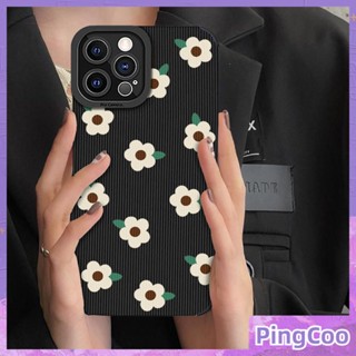 Pingcoo - เข้ากันได้สำหรับ เคส iphone 11 เคสไอโฟน เคสไอโฟน11 Soft กันกระแทกเคสโทรศัพท์วีเนียร์ลายแนวตั้งสีดำป้องกันกล้อง Simple White Flower เข้ากันได้กับ iPhone 14 13 Pro max 12 Pro max XS XR Max 7 8Plus