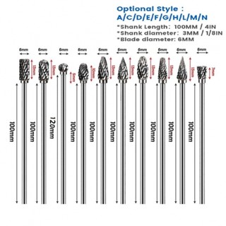 ⚡NEW 8⚡100mm Grinding Head Rotary Burr 3mm Shank Carving Long Tungsten Carbide