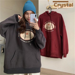 Crystal เสื้อผ้าผู้ญิง แขนยาว เสื้อฮู้ด คลุมหญิง สไตล์เกาหลี แฟชั่น A98J29E