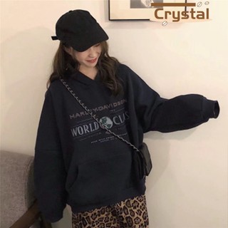 Crystal เสื้อผ้าผู้ญิง แขนยาว เสื้อฮู้ด คลุมหญิง สไตล์เกาหลี แฟชั่น A98J2DA