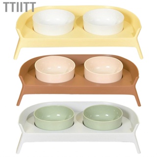 Ttiitt Double Dog Water  Bowls  Multipurpose Prevents Leakage Elevated Easy To Clean Bowl for Pets Cats Home