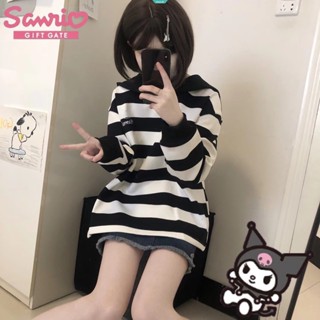 Sanrio Kuromi เสื้อกันหนาวลําลอง แขนยาว คอปก ทรงหลวม สไตล์ญี่ปุ่น สําหรับผู้หญิง [GM]