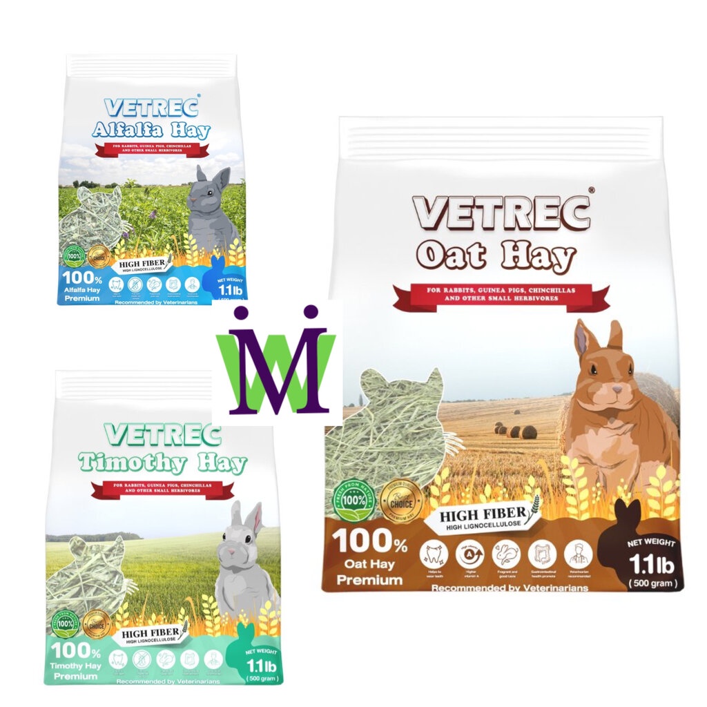 Vetrec หญ้าโอ๊ต 500g หญ้าทิมโมธี Firstcut พรีเมี่ยม Oat Hay หญ้ากระต่าย หญ้าอัลฟาฟ่า อาหารกระต่าย timothy alfalfa