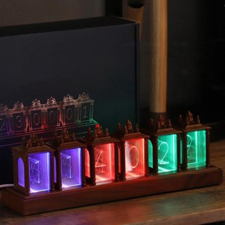 Nixie นาฬิกาตั้งโต๊ะอิเล็กทรอนิกส์ RGB 7 โหมด ปรับความสว่างได้ สีสดใส สําหรับตกแต่งห้องนอน ห้องนั่งเล่น [alloetools.th]