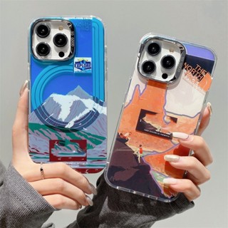 เคสโทรศัพท์มือถือแบบแข็ง กันกระแทก ลายภูเขาสีฟ้า หรูหรา สําหรับ iPhone 15 14 13 12 Pro Max 15Pro Max 14 Pro 13ProMax 12Pro