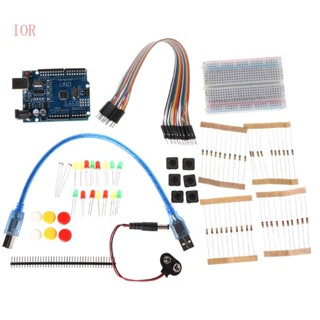 Ior ชุดสตาร์ทเตอร์ R3 เบรดบอร์ด LED จัมเปอร์สายไฟ ปุ่มกด ขนาดเล็ก 1 ชุด
