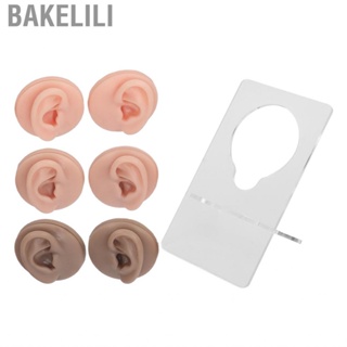 Bakelili Human Ear Model Silicone Easy Operation 3 Pair Acrylic Bracket Lifelike Different Colors for Earring Display