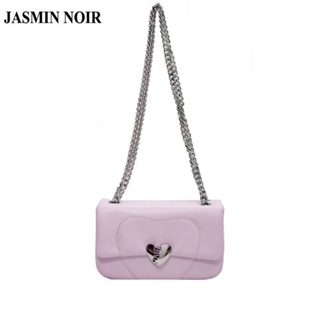 Jasmin NOIR กระเป๋าสะพายไหล่ กระเป๋าถือ หนัง PU ขนาดเล็ก แต่งสายโซ่คล้อง สําหรับสตรี