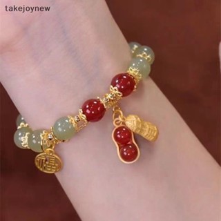 [takejoynew] สร้อยข้อมือ ประดับถั่วลิสง หยกเทียม สไตล์ฮาราจูกุ เครื่องประดับแฟชั่น สําหรับผู้หญิง KLB