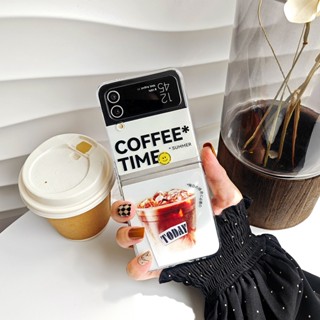 เคสโทรศัพท์มือถือ ลายการ์ตูนกาแฟน้ําแข็ง สร้างสรรค์ สําหรับ Samsung Zflip3 Zflip4 Zflip5 Zfold3 Zfold4 Zfold5