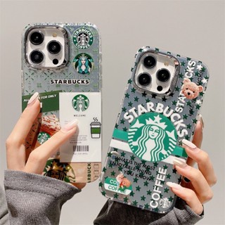 เคสโทรศัพท์มือถือแบบแข็ง กันกระแทก ลายสตาร์บัคส์ กาแฟ หรูหรา สําหรับ iPhone 15 14 13 12 Pro Max 15Pro Max 14 Pro 13ProMax 12Pro