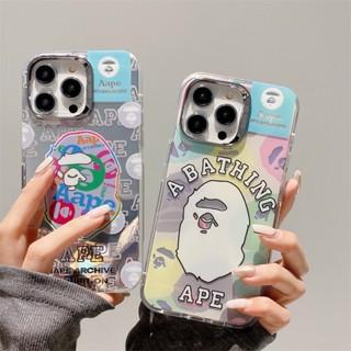 เคสโทรศัพท์มือถือแบบแข็ง กันกระแทก ลายเลเซอร์ A-ape หรูหรา สําหรับ iPhone 15 14 13 12 Pro Max 15Pro Max 14 Pro 13ProMax 12Pro