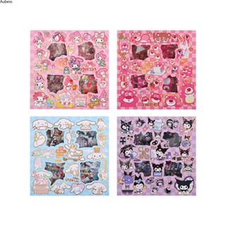 Aubess Aubess Aubess 100pcs Sanrio สติกเกอร์ Kuromi Cinnamoroll Kawaii Emoji สติกเกอร์ DIY โน๊ตบุ๊คเคสโทรศัพท์ถ้วยตกแต่งสมุดภาพ