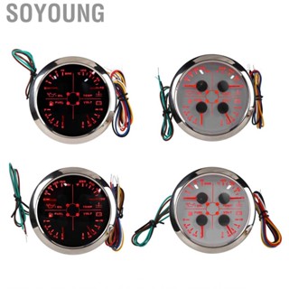 Soyoung 4in1 Guage   Fog Glass Fuel Level Oil Pressure Water Temp Meter DC 9‑32V for Car RV Boat Motorcycle