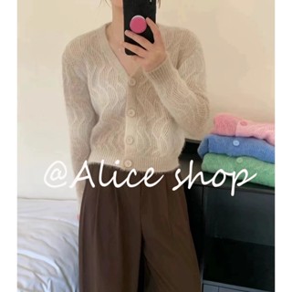 Alice  เสื้อแฟชั่นผู้หญิง เสื้อแขนยาว คลุม ไหมพรม ครอปเสื้อแขนยาว  ins fashion สวย Comfortable A91K5HA 36Z230909