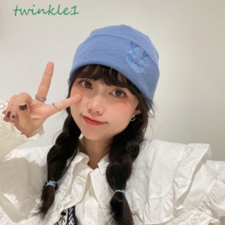 Twinkle1 หมวกถัก น่ารัก อารมณ์ เรียบง่าย เข้ากับทุกการแต่งกาย ฤดูหนาว ฤดูใบไม้ร่วง ผู้ชาย Skullies หมวกสไตล์เกาหลี