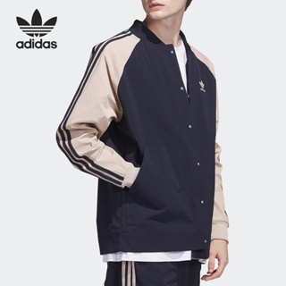 Adidas ของแท้ 100% เสื้อแจ็กเก็ต คอปกตั้ง แนวสตรีท แนวเรโทร คลาสสิก สีตัดกัน สําหรับผู้ชาย IC5543