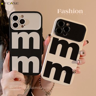 เคสโทรศัพท์มือถือ ซิลิโคนนิ่ม ลายตัวอักษร M M MM สีขาว ดํา เรียบง่าย สําหรับ iPhone 14 Plus 13 12 11 Pro XS Max XR X 7 8 Plus