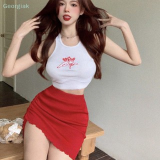 【Geor】เซ็กซี่ สั้น โบดิซ เสื้อกั๊ก เชือกรูด เอวยางยืดสูง ผอม สะโพก กระโปรงผู้หญิง GG