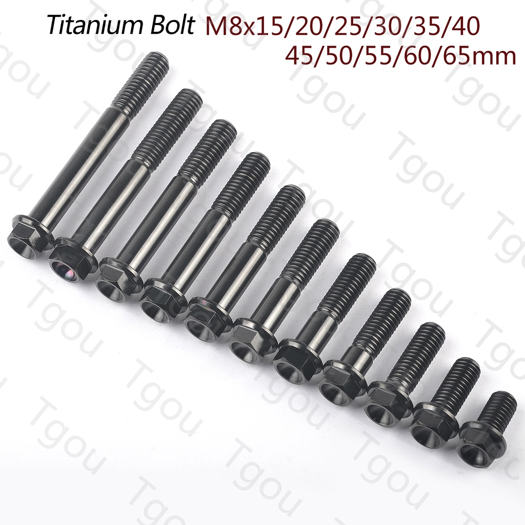 Tgou สกรูหน้าแปลนไทเทเนียม หัวหกเหลี่ยม ขนาดเล็ก M8 x15 20 25 30 35 40 45 55 60 65 มม. P1.25 มม. สําหรับรถจักรยานยนต์ – โปรปัง