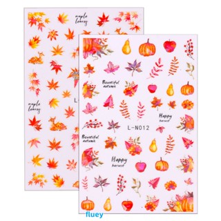 มาถึงการตกแต่งเล็บทรมาน Autumn And Winter Maple Leaf Ginkgo Leaf Pumpkin Mushroom Hazelnut Adhesive Nail Stickers