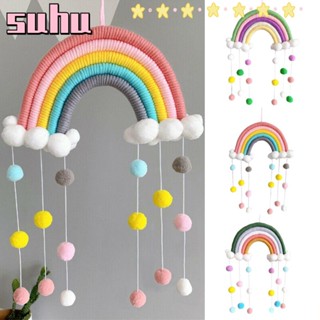 Suhuhd พรมแขวนผนัง แฮนด์เมด ลายก้อนเมฆ สีรุ้ง สําหรับตกแต่งบ้าน DIY|พร็อพถ่ายภาพ PomPom สําหรับตกแต่งบ้าน