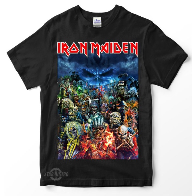 （พร้อมส่ง） Fashion Baju Kaos Iron Maiden 6 Icon HALLOWWED Iron Hallowed Icon Maiden Heavy Metal  Kaos Metal ผ้าฝ้าย 100%