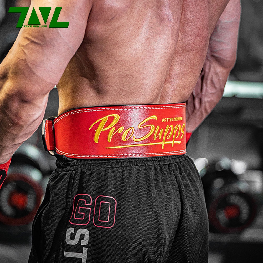 1 ชิ้น Prosupps เข็มขัดยกน้ำหนัก สำหรับการออกกำลังกาย สำหรับการออกกำลังกาย หนังแท้ เข็มขัดป้องกันเอว สำหรับเวทเทรนนิ่ง （Weightlifting belt）