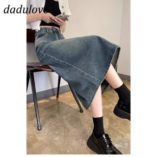 DaDulove💕 New American Ins High Street Retro Slit Denim Skirt Niche High Waist A- line Skirt Bag Hip Skirt