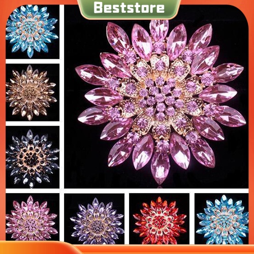<BSTO> ผู้หญิงแฟชั่นเงาโลหะผสม Rhinestone ดอกไม้งานแต่งงานเจ้าสาวช่อดอกไม้เข็มกลัด Pin