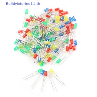 Buildvictories11 ไดโอดเปล่งแสง LED 20mA 2Pin 3 มม. สีแดง เขียว ฟ้า เหลือง 100 ชิ้น ต่อชุด