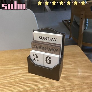 Suhuhd ปฏิทินบล็อกไม้ สไตล์วินเทจ นอร์ดิก สําหรับตกแต่งบ้าน