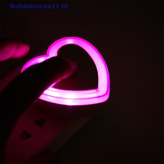 Buildvictories11 โคมไฟกลางคืน LED รูปหัวใจ ขนาดเล็ก ปลั๊ก US