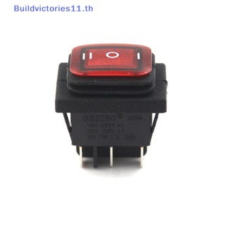 Buildvictories11 สวิตช์โยกสลักไฟ LED DC 12V 6Pin 3 ตําแหน่ง กันน้ํา สีแดง สําหรับเรือ รถยนต์